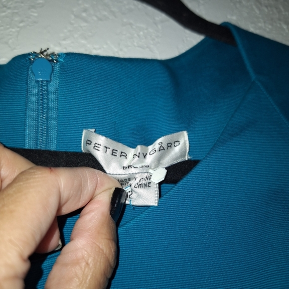 Peter Nygard Turquoise Belted Fit & Flare Dress Size 12 See Description - Picture 7 of 16